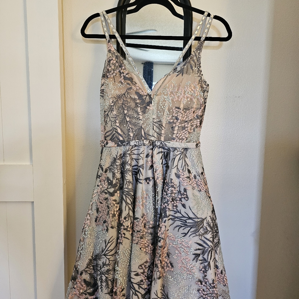 Embroidered Flower and Rhinestone Mini Dress - Picture 10 of 12